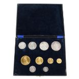 A Victorian 1887 sovereign gold and silver coin set,
