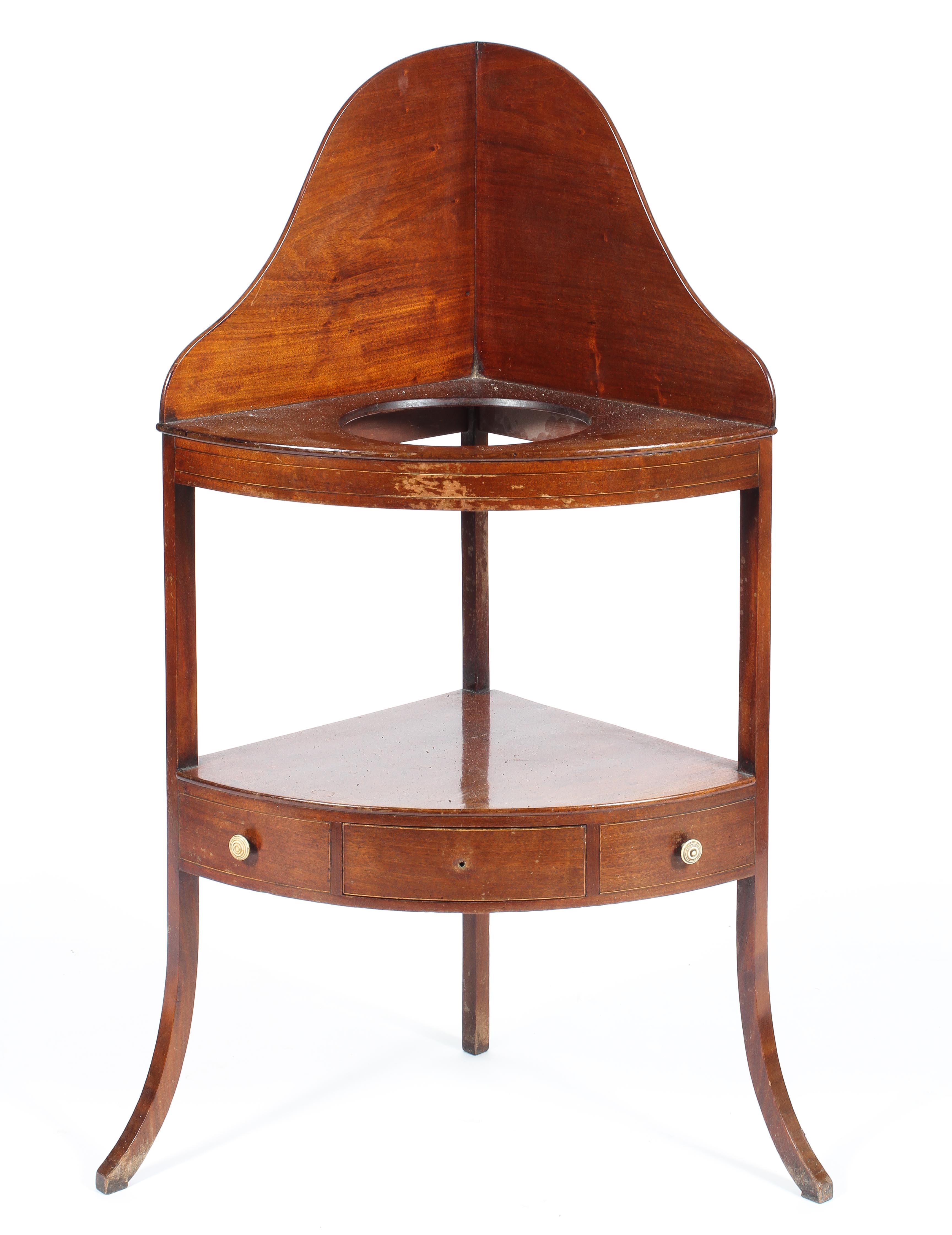 A 19th century corner washstand with central drawer
