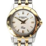 A ladies Raymond Weil "Tango" quartz wristwatch, the mother of pearl dial with gilt hour markers,