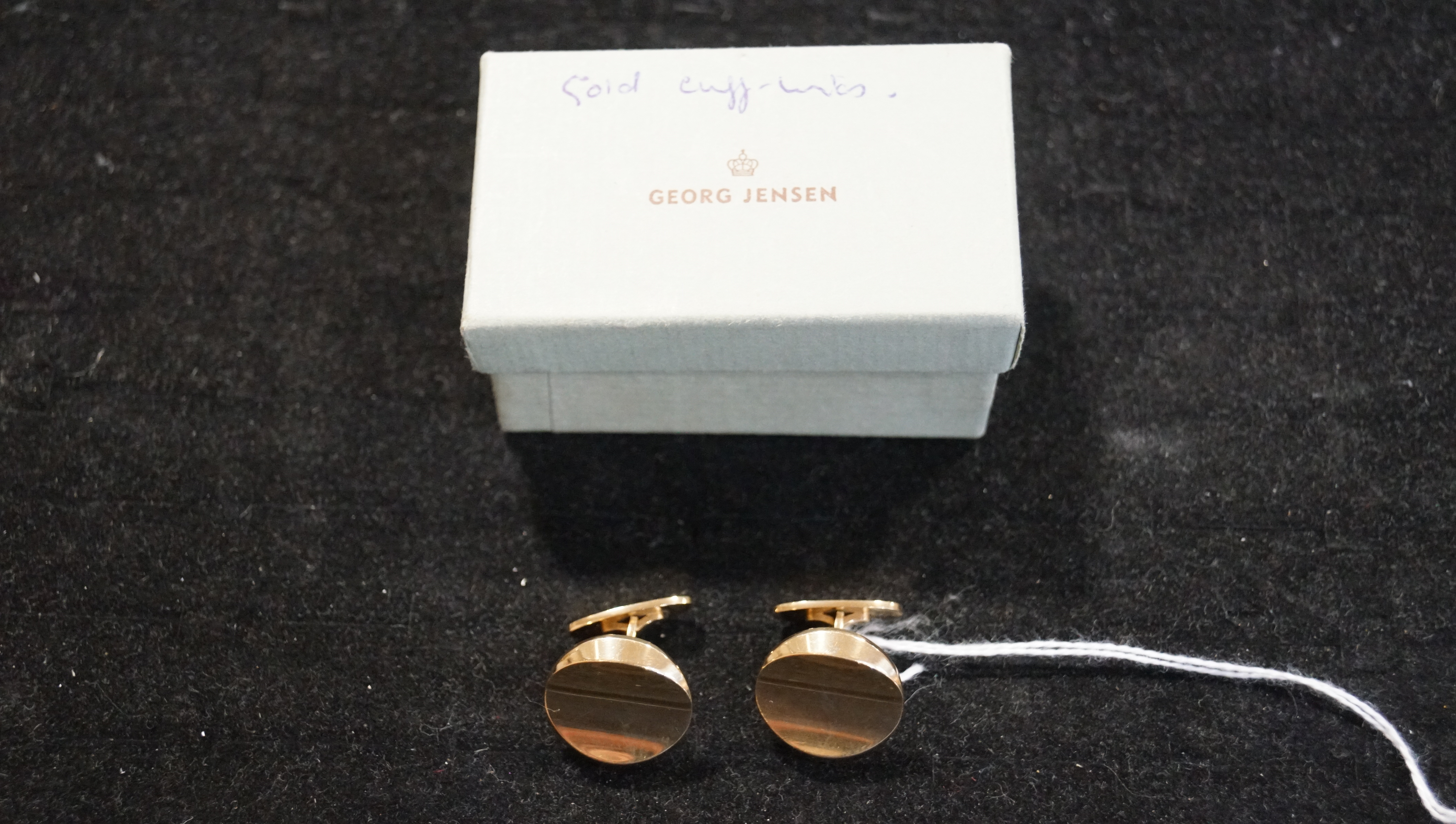 A pair of vintage 18ct gold George Jensen cufflinks, of circular polished roundell form, - Image 3 of 5