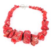 An early 20th century heavy red coral necklace,