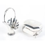 An Edwardian silver basket vase and a George V silver trinket box,