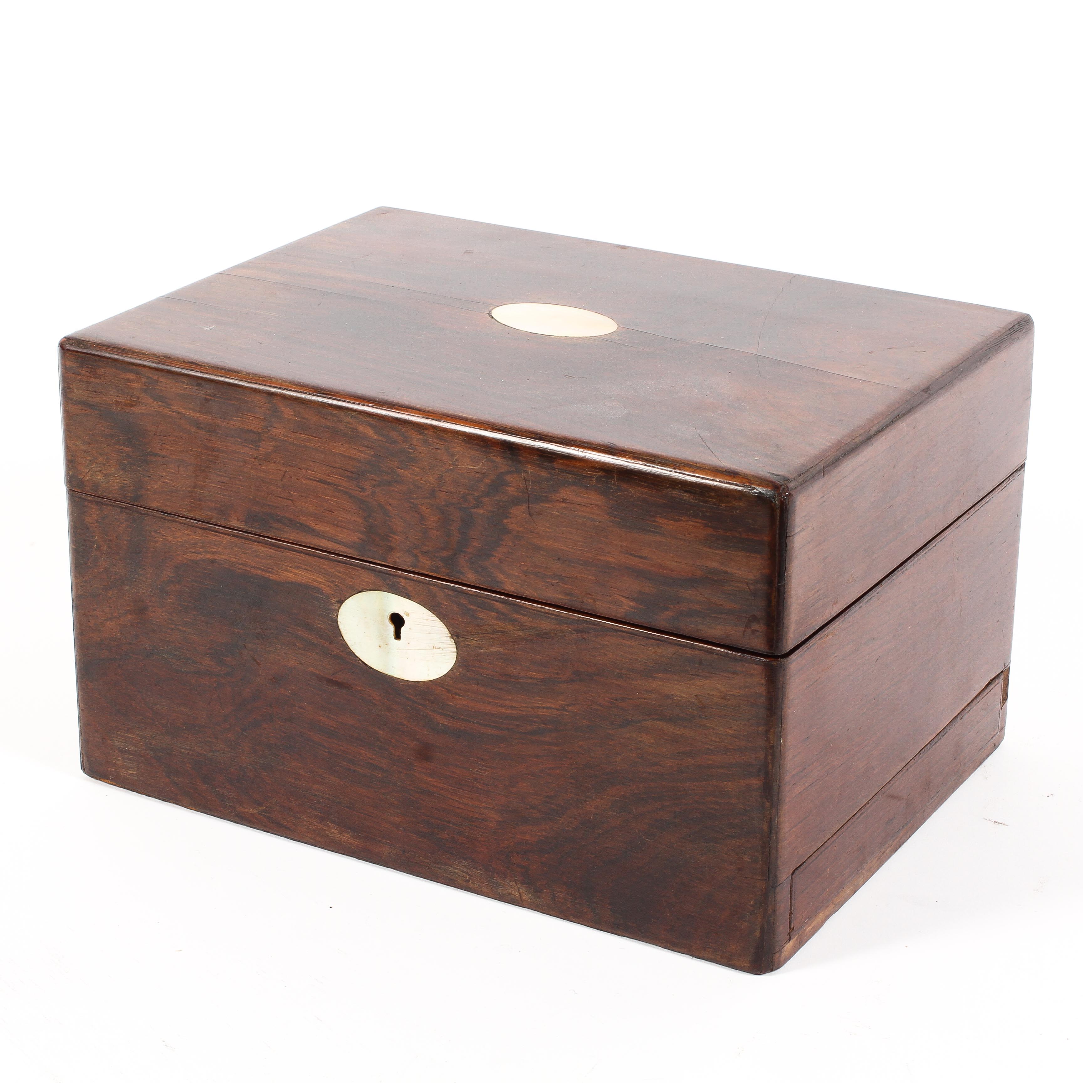 A Rosewood jewellery box with mother of pearl inlay, - Image 3 of 3