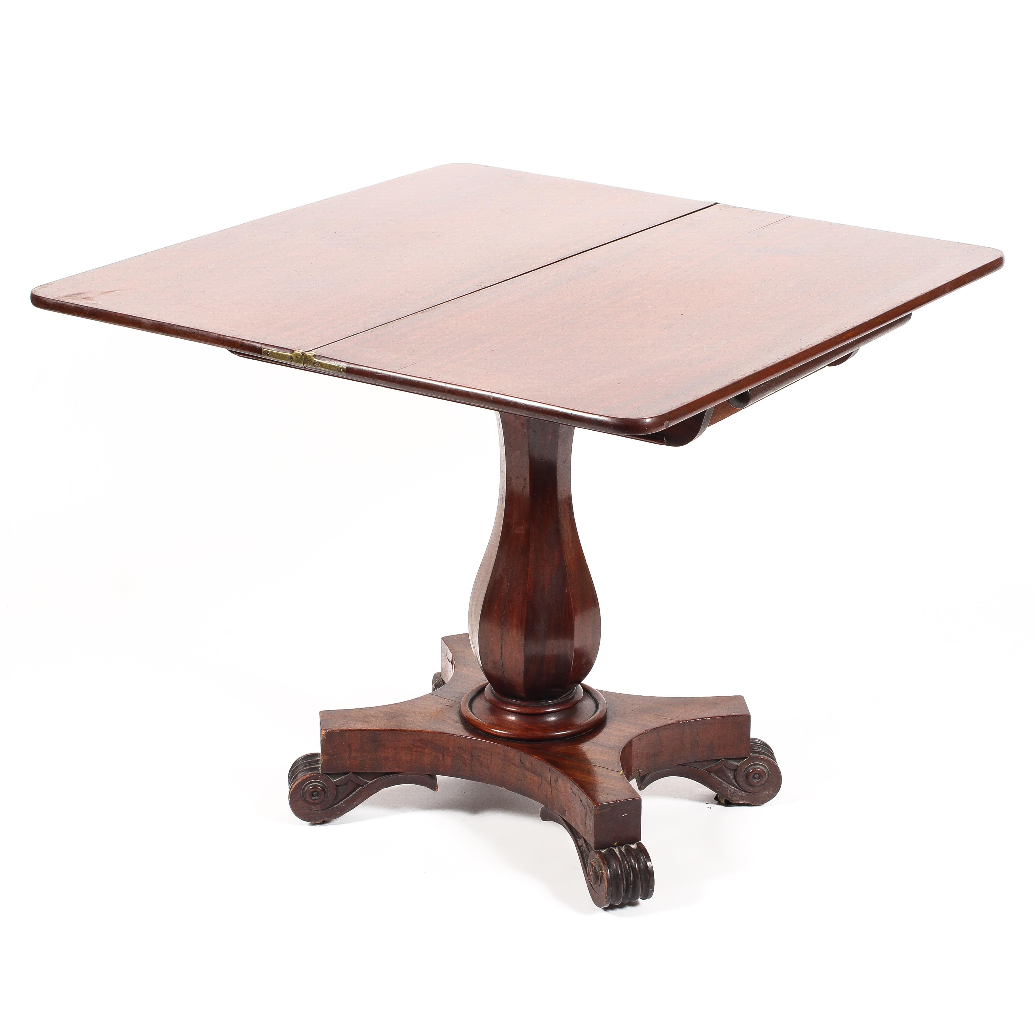 A Victorian mahogany fold over swivel topped tea table, - Image 3 of 3