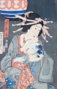 Utagawa Kunisada, (Toyokuni III), mid-19th century, Courtesan with a Fan,
