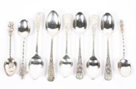 A selection of silver and white metal spoons,