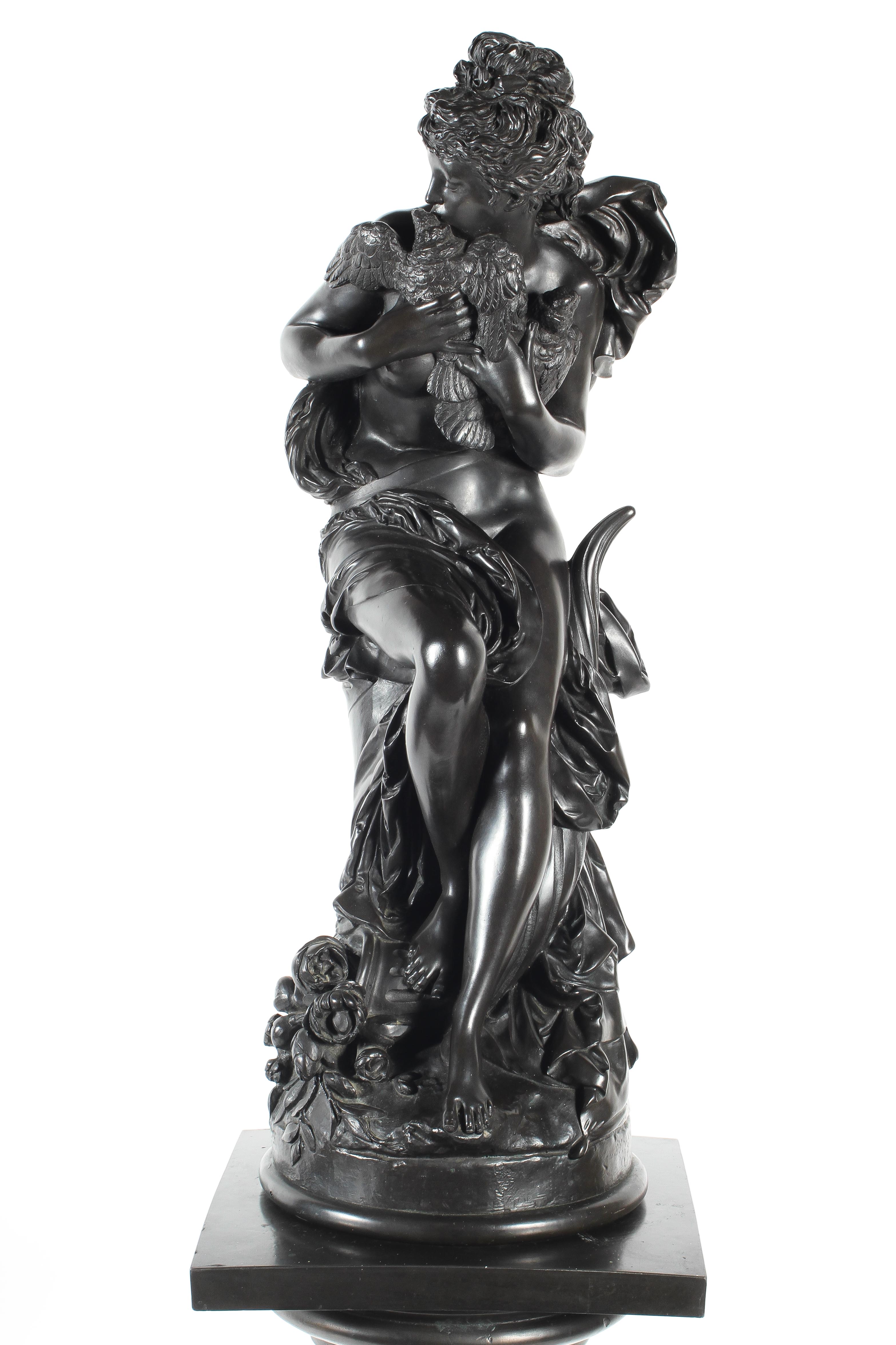 After Albert Ernest Carrier-Belleuse (1824-1887), Allegorie de la Paix, a bronzed effect figure, - Image 2 of 3