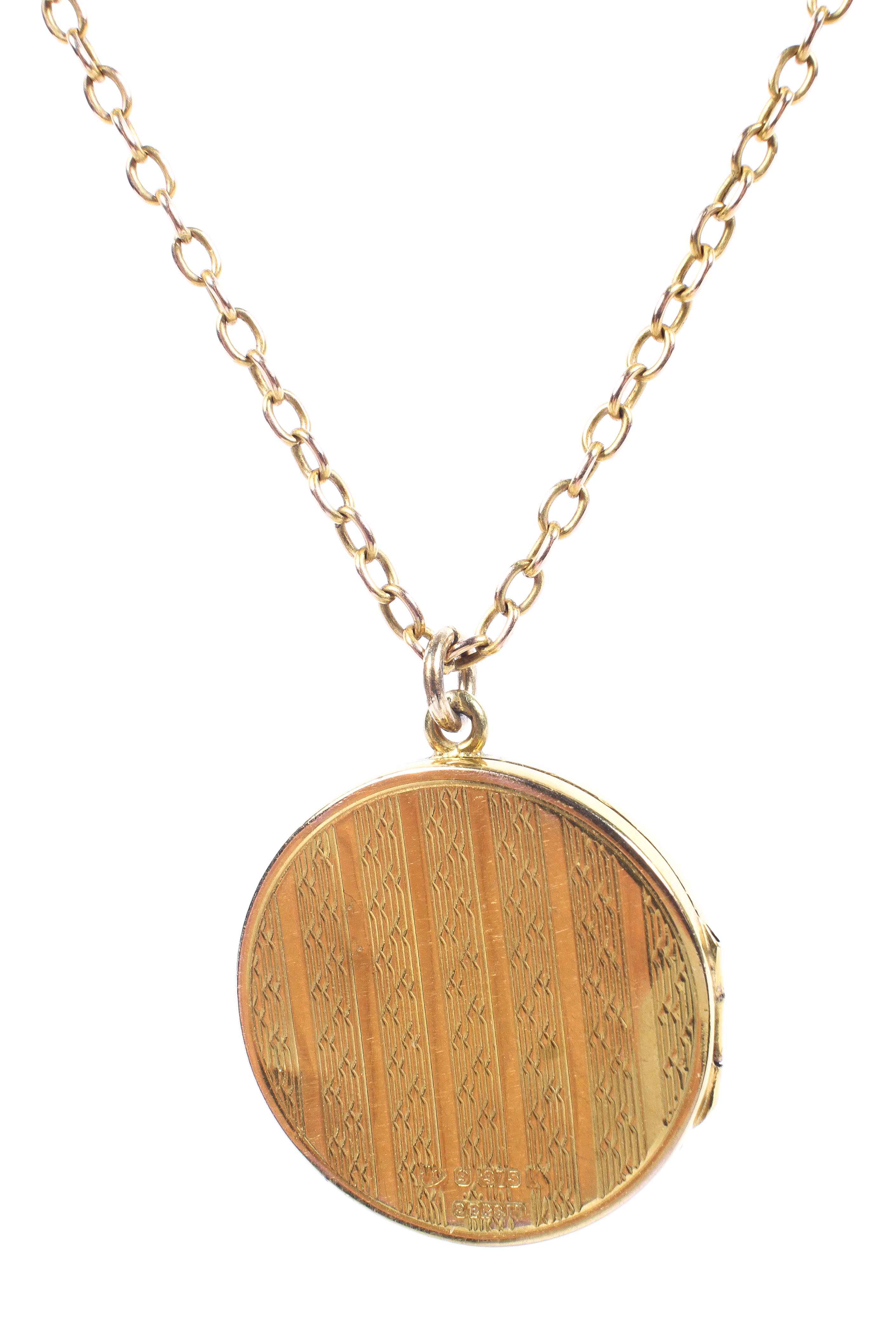 A 9ct gold circular picture locket on an 18ct gold chain link necklace. 8.5g. - Image 2 of 3