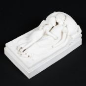 A 19th century Parian ware figural group, depicting a recumbent mother and child,