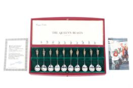 "The Queen's Beasts" limited edition set of ten solid silver spoons,