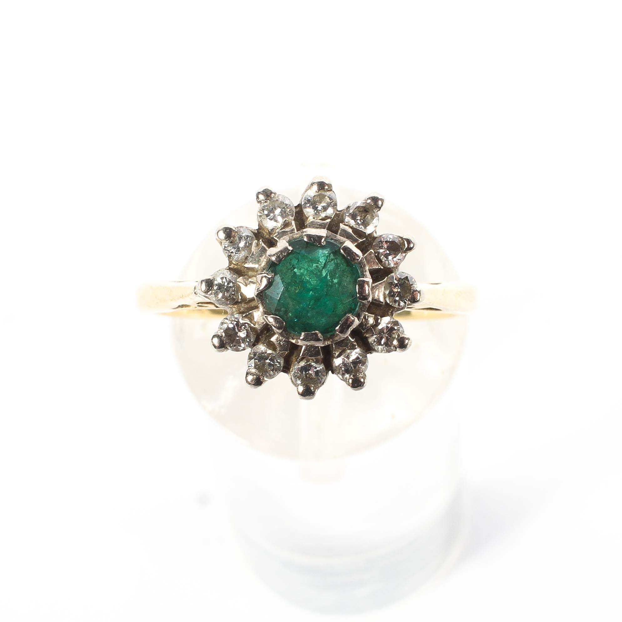 An 18ct gold emerald and diamond daisy ring, - Image 2 of 4