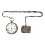 A Late 19th/early 20th century continental silver cased open faced pocket watch,