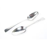 Two George III silver table spoons, one being hallmarked London 1780 by John Lambe,