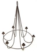 A early-mid 20th century cast metal candelabra, with six scolling branches,