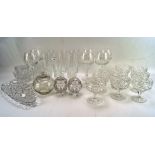 A collection of assorted cut glassware, to include Wine glasses,