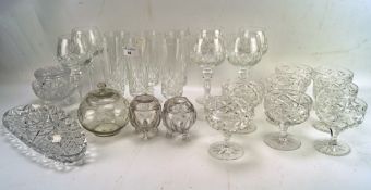 A collection of assorted cut glassware, to include Wine glasses,