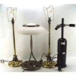 A pair of contemporary brass table lamps, 67cm high,