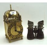 A Smiths Industries brass lantern clock, height 24cm,