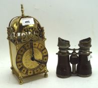 A Smiths Industries brass lantern clock, height 24cm,