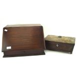 A mahogany letter orgainer and a Victorian mahogany storage box,