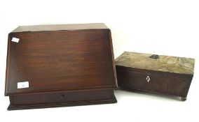 A mahogany letter orgainer and a Victorian mahogany storage box,