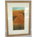 John Wakefield, (British, 21st Century School), Cornfield, watercolour, signed lower right, framed,