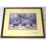 A David Shepherd signed print, depicting American bison, 16cm x 25cm,
