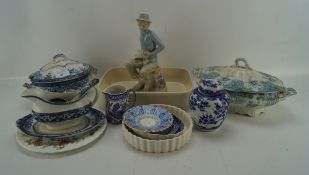 A collection of assorted ceramics, to include two blue and white tureens,