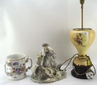 Three items of 20th century ceramics, including a Lladro figure of a man and woman,