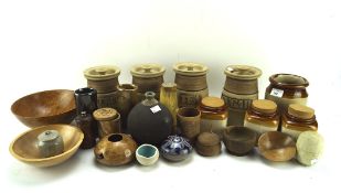 An assortment of stoneware items and other wares, including Kitchen storage pots,