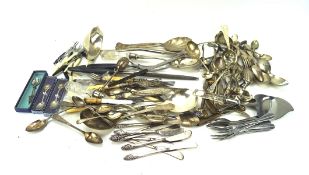 A quantity of silver plated flatware, including spoons,