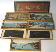 A collection of eight prints, featuring Grecian scenes, interior images,