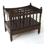 A 20th century canterbury mahogany magazine rack, a drawer beneath,