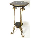 A contemporary gilt metal mounted jardiniere stand, of hexagonal form,