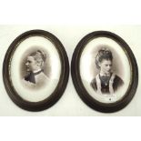 Two 19th century black and white prints on porcelain