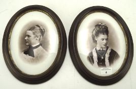 Two 19th century black and white prints on porcelain