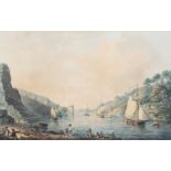 Nicholas Pocock, hand coloured print, 'Avon Gorge', signed and indistinctly dated lower left,