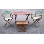 A selection of garden furniture, including two folding chairs,
