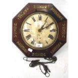 A 19th century wall clock, the dial with Roman numerals and marked 'A.