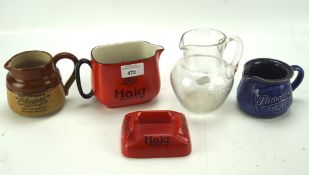 A selection of vintage advertising glass and ceramics,