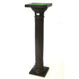 A cast resin bronze effect column jardiniere stand, on square base,