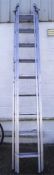 A large three sectional Youngman 100 metal ladder Condition Report: Length of ladder