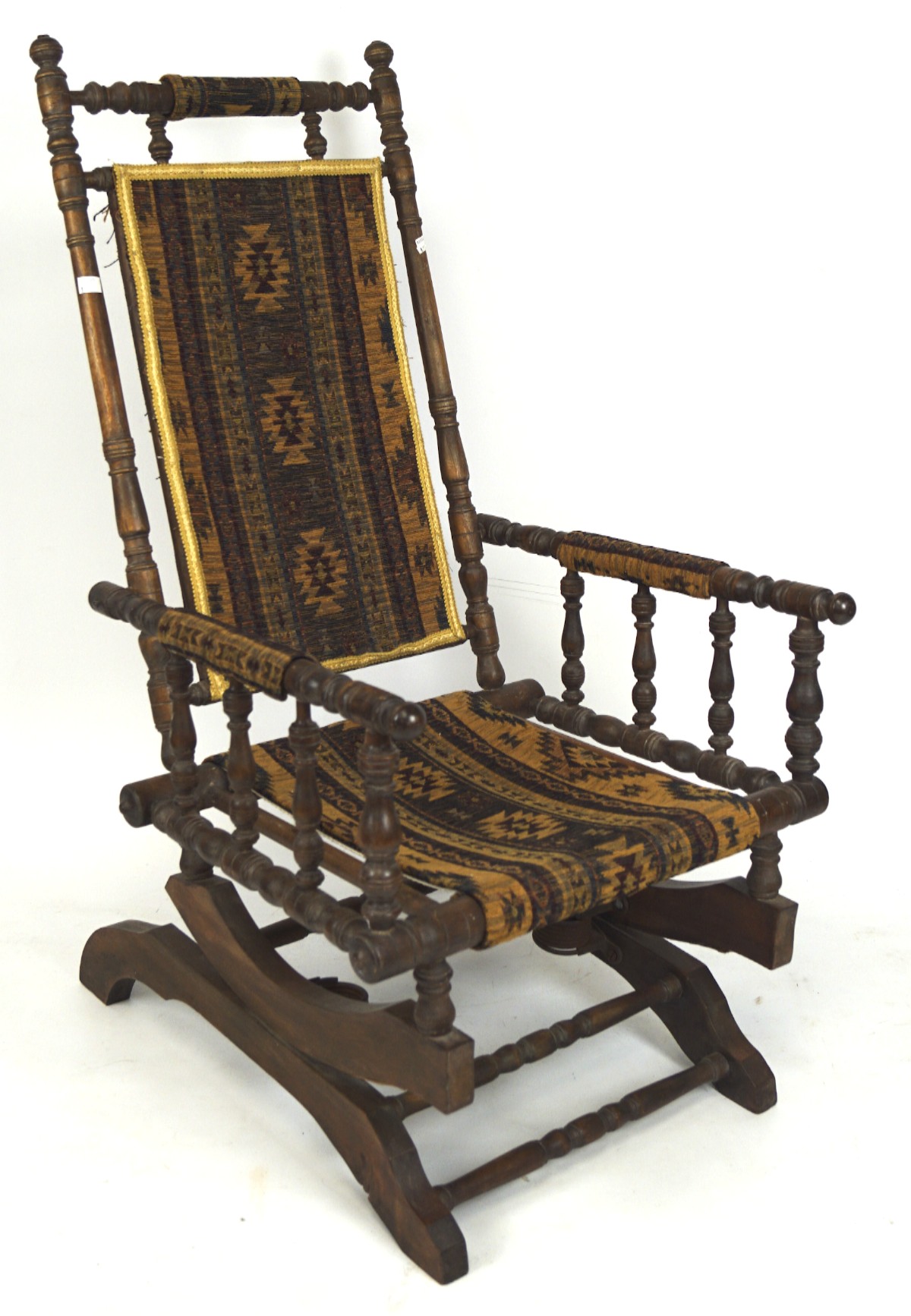 A late 19th/early 20th century turned wooden rocking chair, - Image 2 of 2