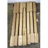 Seven wooden 'colonial style' decking posts,