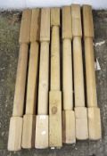 Seven wooden 'colonial style' decking posts,