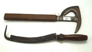 A vintage 1930's Aircraft or Firemans ratchet, with wooden handle,