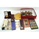 A collection of assorted coins, to include two £5 coins,