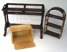 Assorted wooden wares, comprising mahogany book trough,