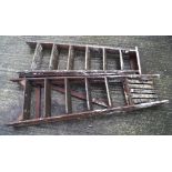 Two wooden garden ladders,