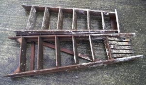 Two wooden garden ladders,